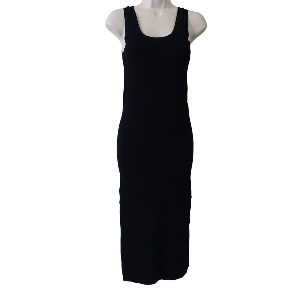 The Drop Yasmin Women Black Fitted Ribbed Midi Bodycon Tank Dress Size S NEW